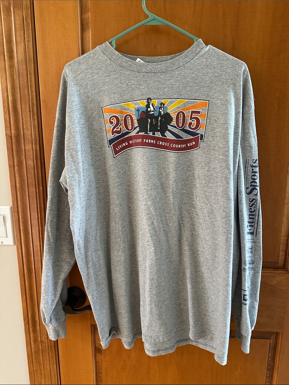 Adidas Vintage 2005 Living History Farms Cross Country Run Grey Graphic Tee L
